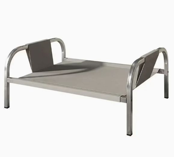 Grey Raised Pet Bed for Medium Dogs Cats Elevated Breathable Dog Cot Washable Anti-Moisture Pet Cot 50x40x20cm - Image 1