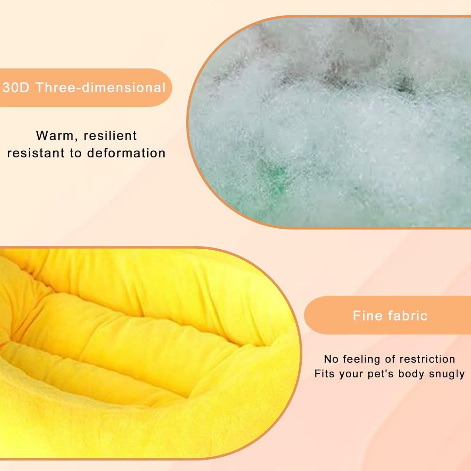 Banana Boat Pet Bed Plush Soft Dog Cat Nest with Cushion Warm Cozy Banana Shape Pet House for Small Medium Dogs Cats(Size: S) - Image 3