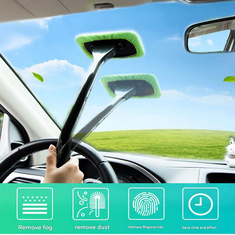 3-Piece Light blue Car Windshield Cleaning Brush Set Microfiber Defogging Wiper Tool Window Glass Cleaner - Image 2