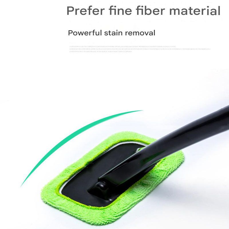 Green Car Windshield Cleaning Brush with 5 Replacement Microfiber Pads Defogging Wiper Tool Glass Cleaner - Image 6