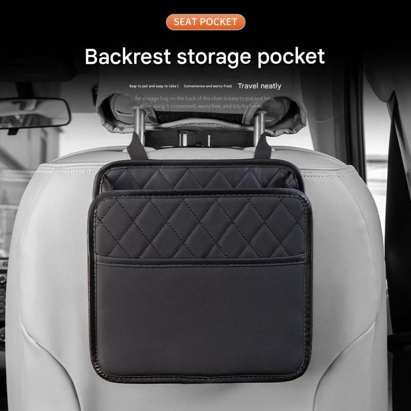 Car Seat Back Organizer Storage Bag Multi-Pocket Vehicle Seatback Holder Black - Image 2
