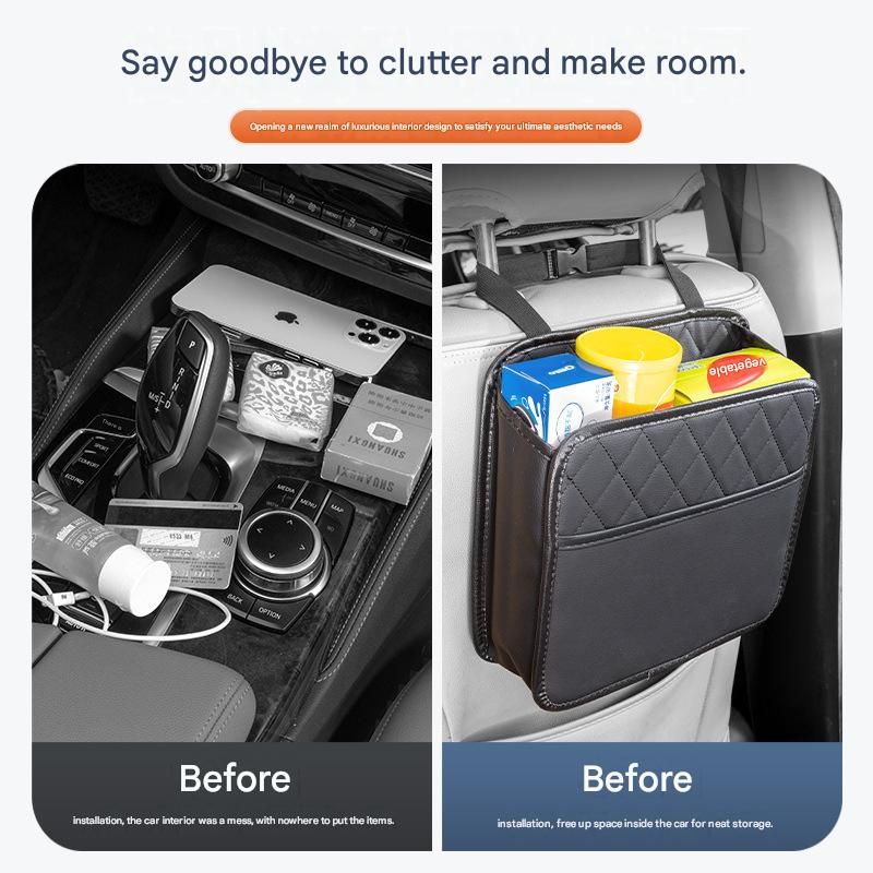 Car Seat Back Organizer Storage Bag Multi-Pocket Vehicle Seatback Holder Black - Image 3