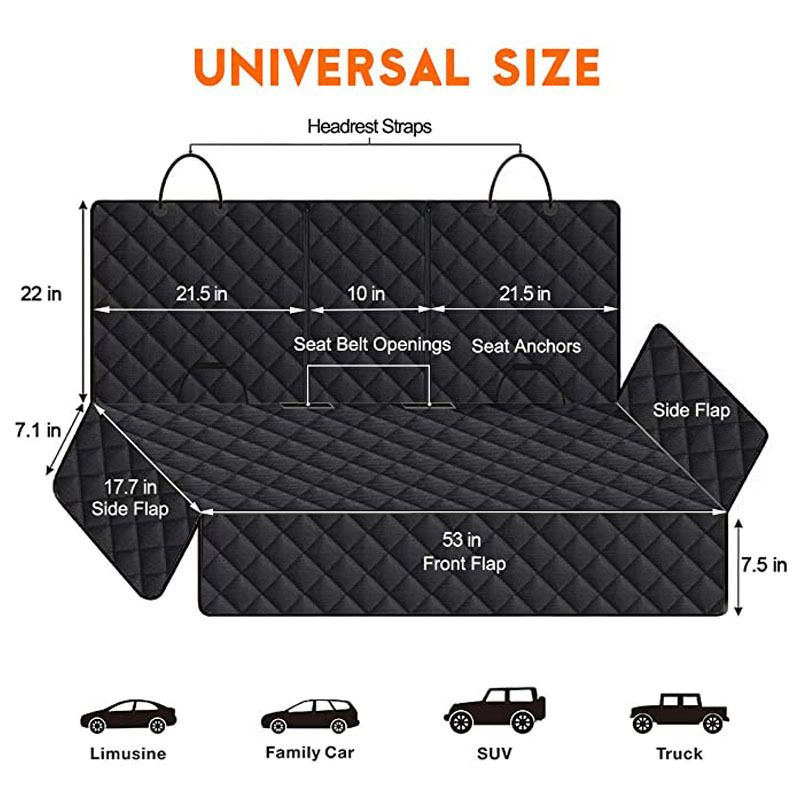 Car Rear Seat Pet Protector Mat Waterproof Dog Cat Back Seat Cover Black - Image 5