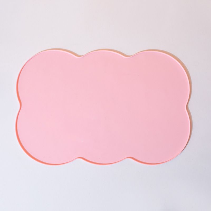 3-Piece Pink Silicone Placemat Set Cloud Shape Non-Slip Heat Resistant Kids Dining Mat - Image 1