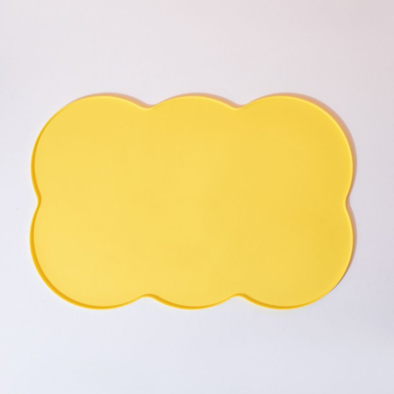 3-Piece Yellow Silicone Placemat Set Cloud Shape Non-Slip Heat Resistant Kids Dining Mat - Image 1