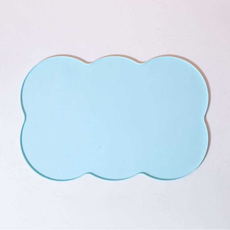 3-Piece Blue Silicone Placemat Set Cloud Shape Non-Slip Heat Resistant Kids Dining Mat - Image 1