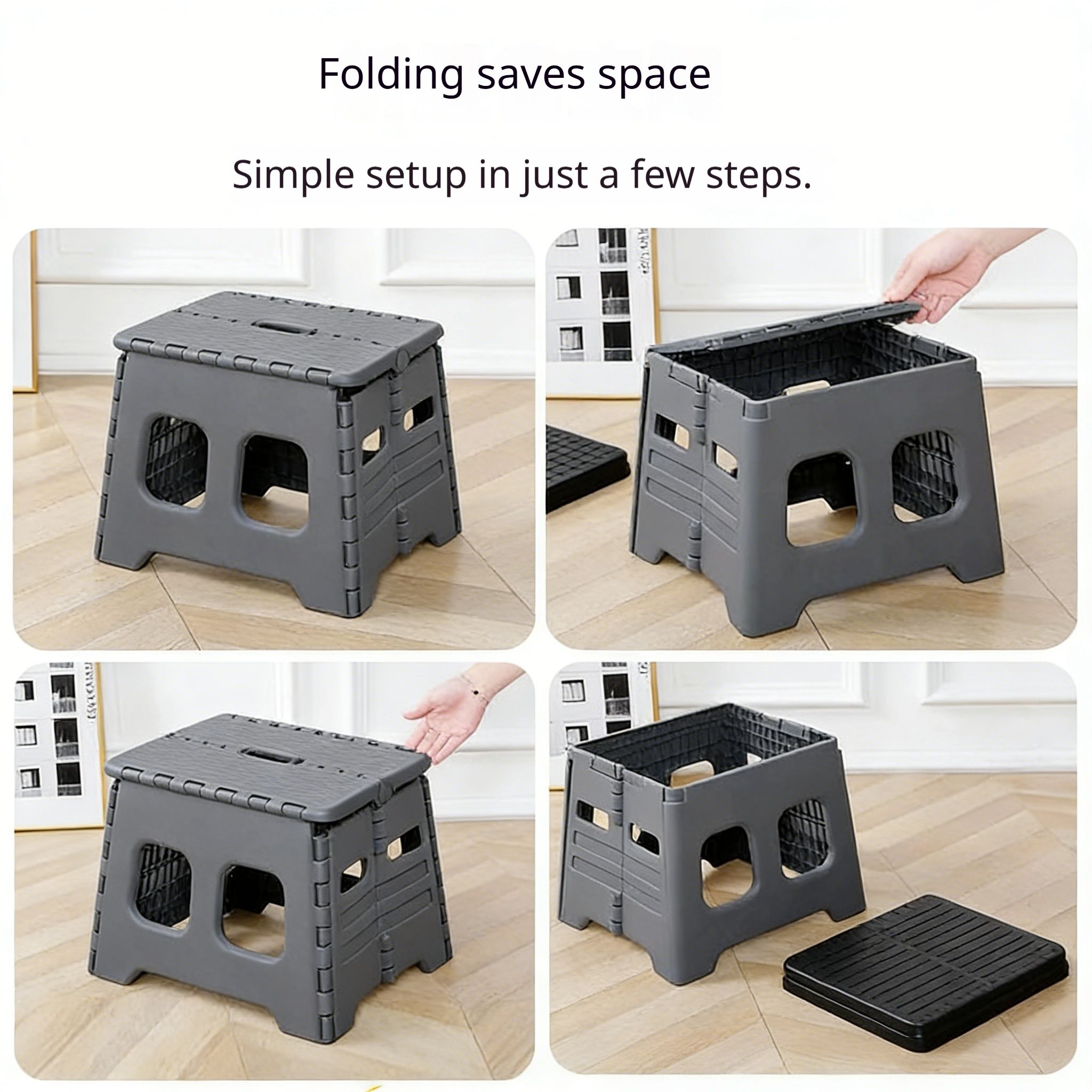 Grey Portable Folding Toilet Stool Outdoor Camping Car Emergency Portable Potty Chair - Image 4