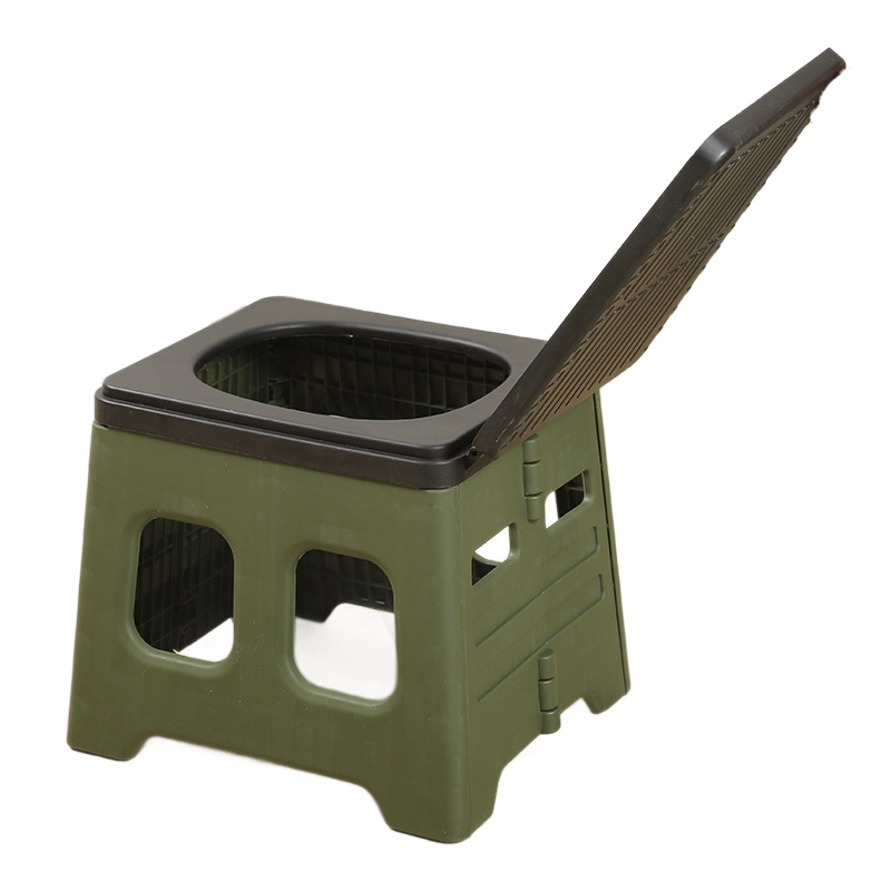 Green Portable Folding Toilet Stool Outdoor Camping Car Emergency Portable Potty Chair - Image 1