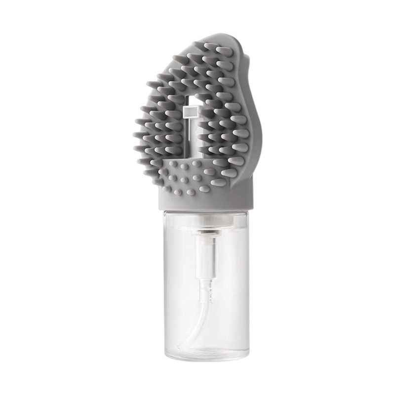 Grey Pet Shampoo Brush Silicone Foaming Massage Comb Dog Cat Bathing Grooming Tool - Image 1