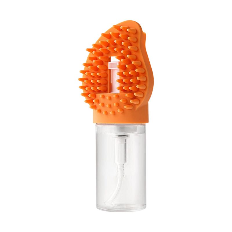 Orange Pet Shampoo Brush Silicone Foaming Massage Comb Dog Cat Bathing Grooming Tool - Image 1