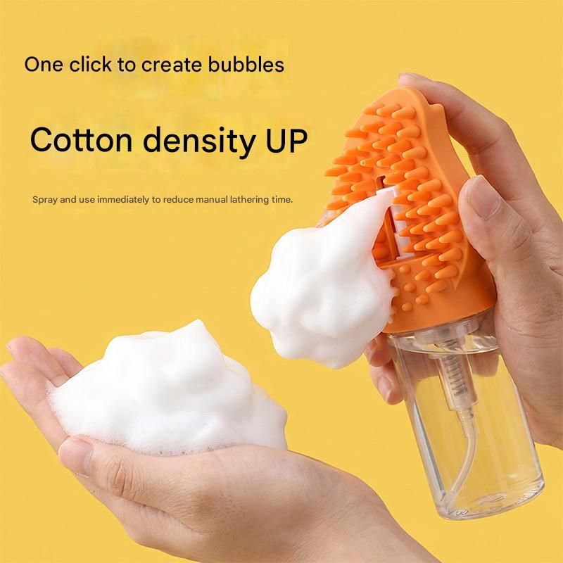 Orange Pet Shampoo Brush Silicone Foaming Massage Comb Dog Cat Bathing Grooming Tool - Image 2