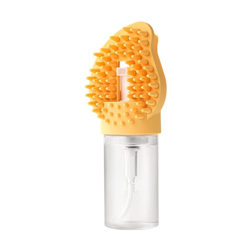 Yellow Pet Shampoo Brush Silicone Foaming Massage Comb Dog Cat Bathing Grooming Tool - Image 1