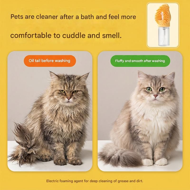 Yellow Pet Shampoo Brush Silicone Foaming Massage Comb Dog Cat Bathing Grooming Tool - Image 3