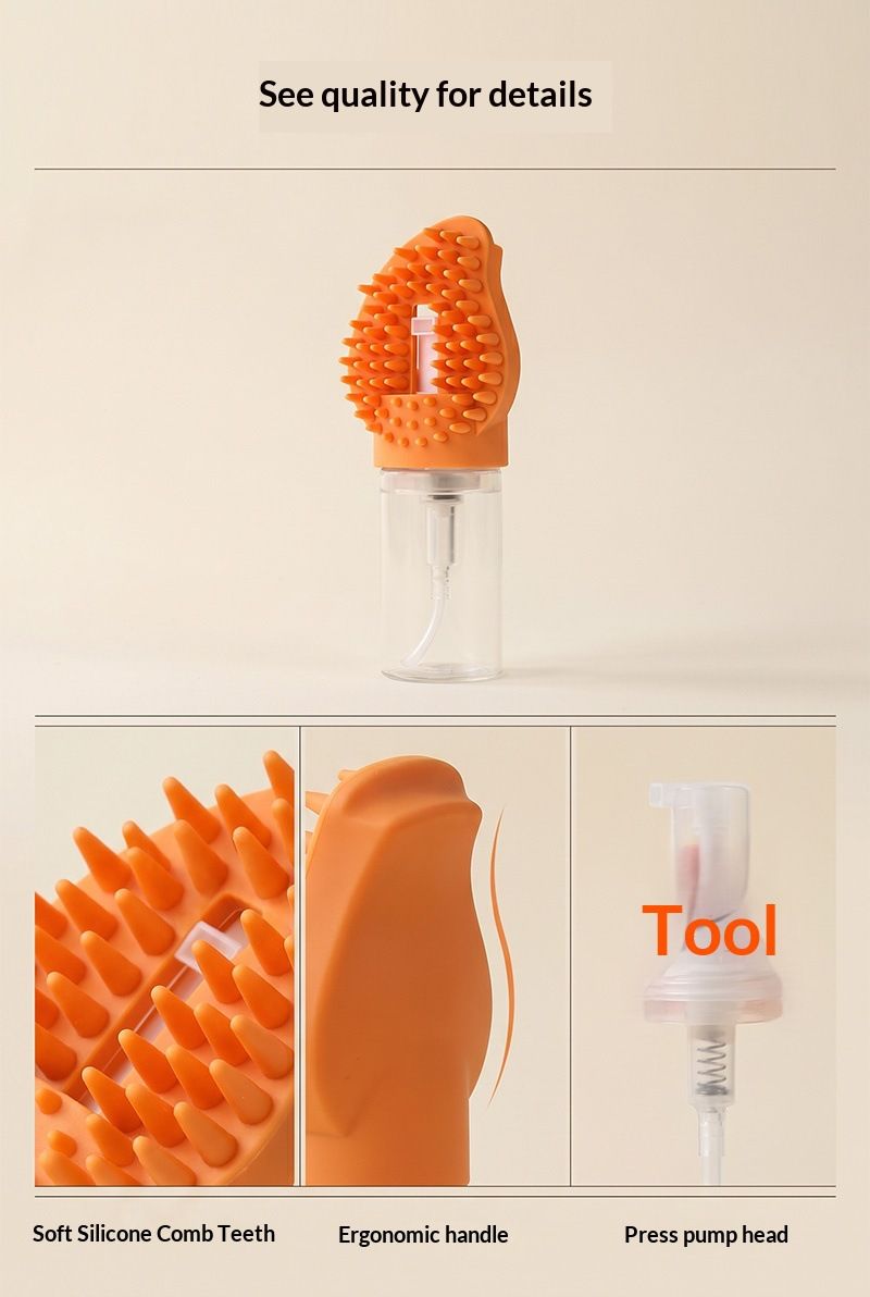 Yellow Pet Shampoo Brush Silicone Foaming Massage Comb Dog Cat Bathing Grooming Tool - Image 6