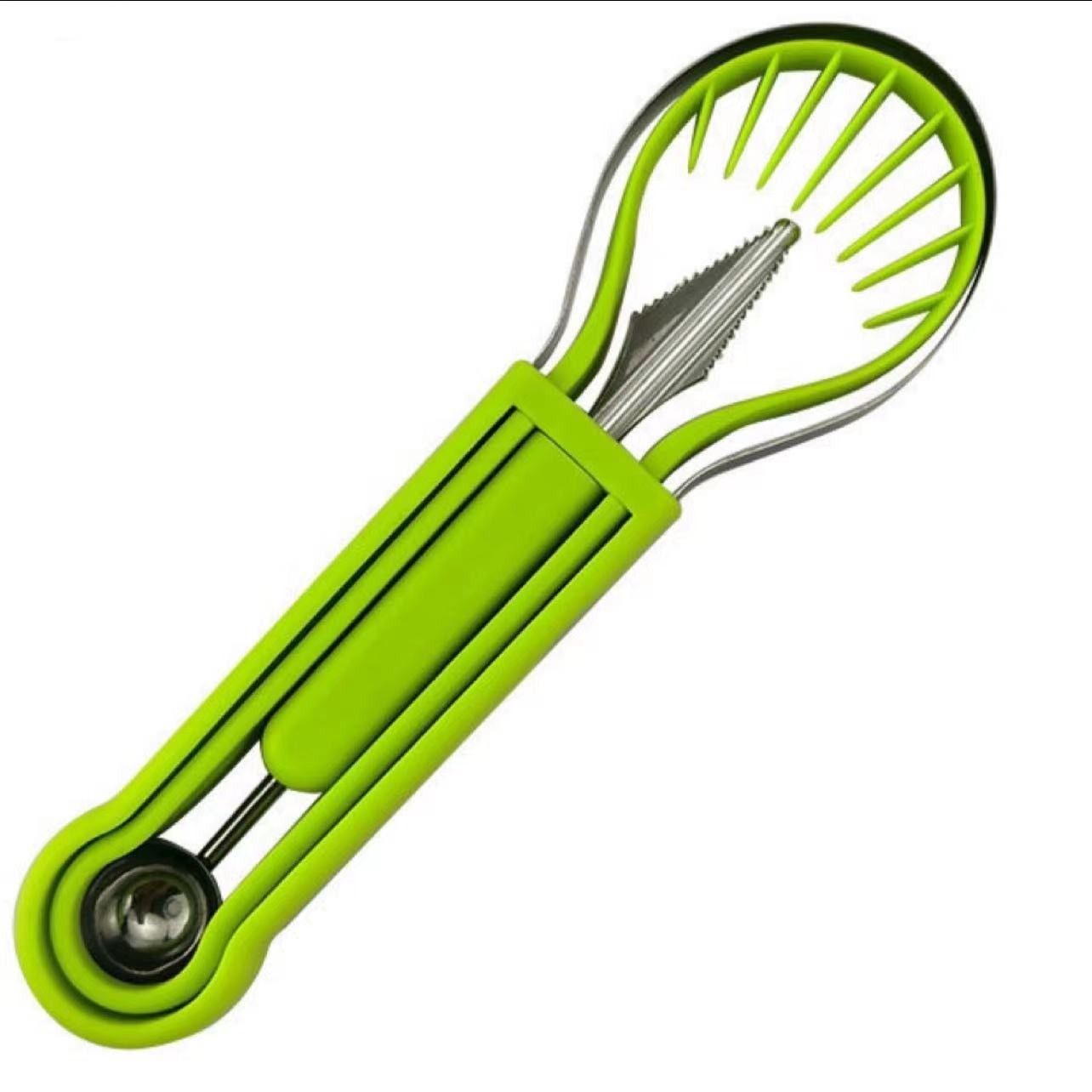2-Piece Fruit Carving Tool Set Melon Baller Scoop Knife Stainless Steel(Green) - Image 1
