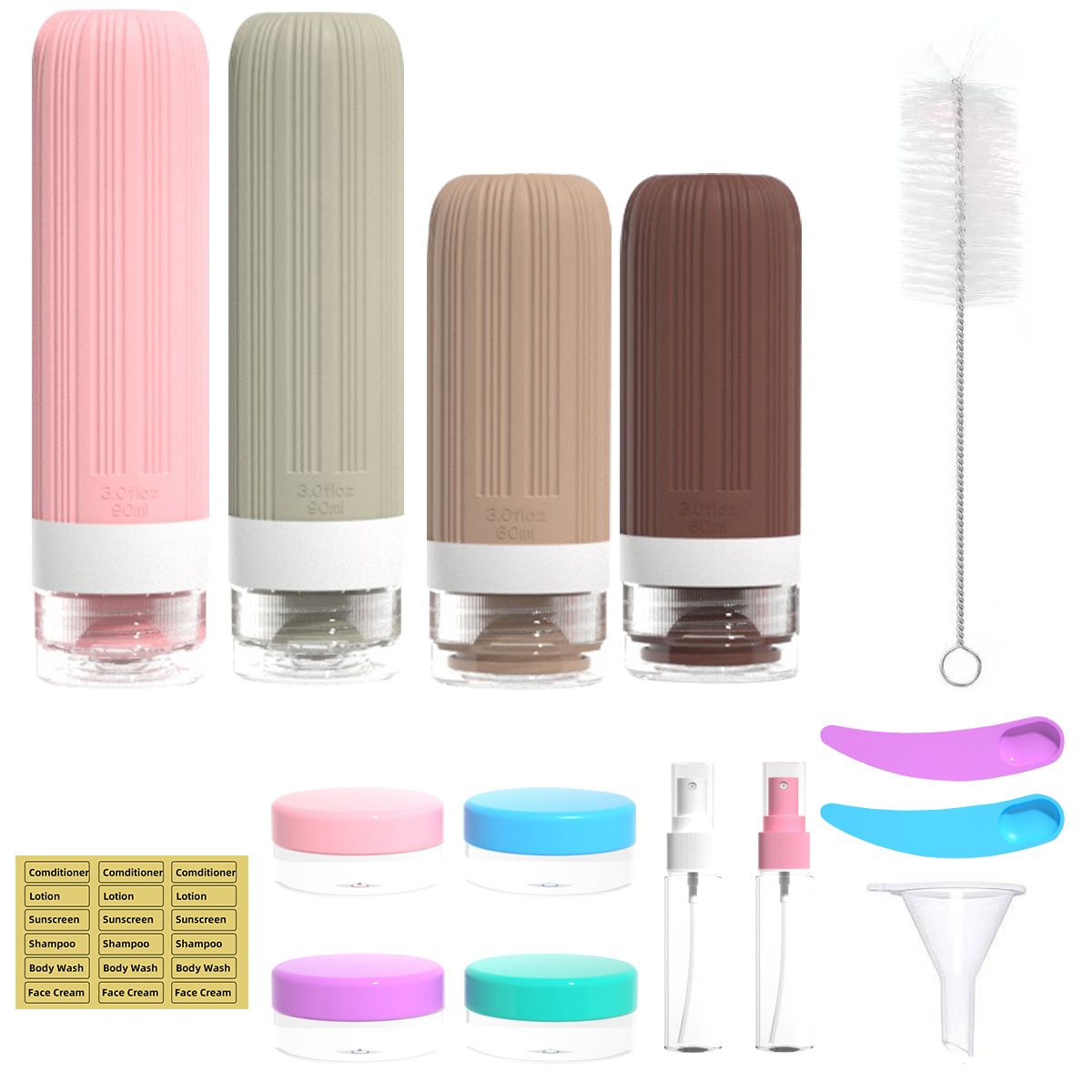 Silicone Travel Toiletry Bottles Set Leakproof Squeeze Containers with Case(02) - Image 1
