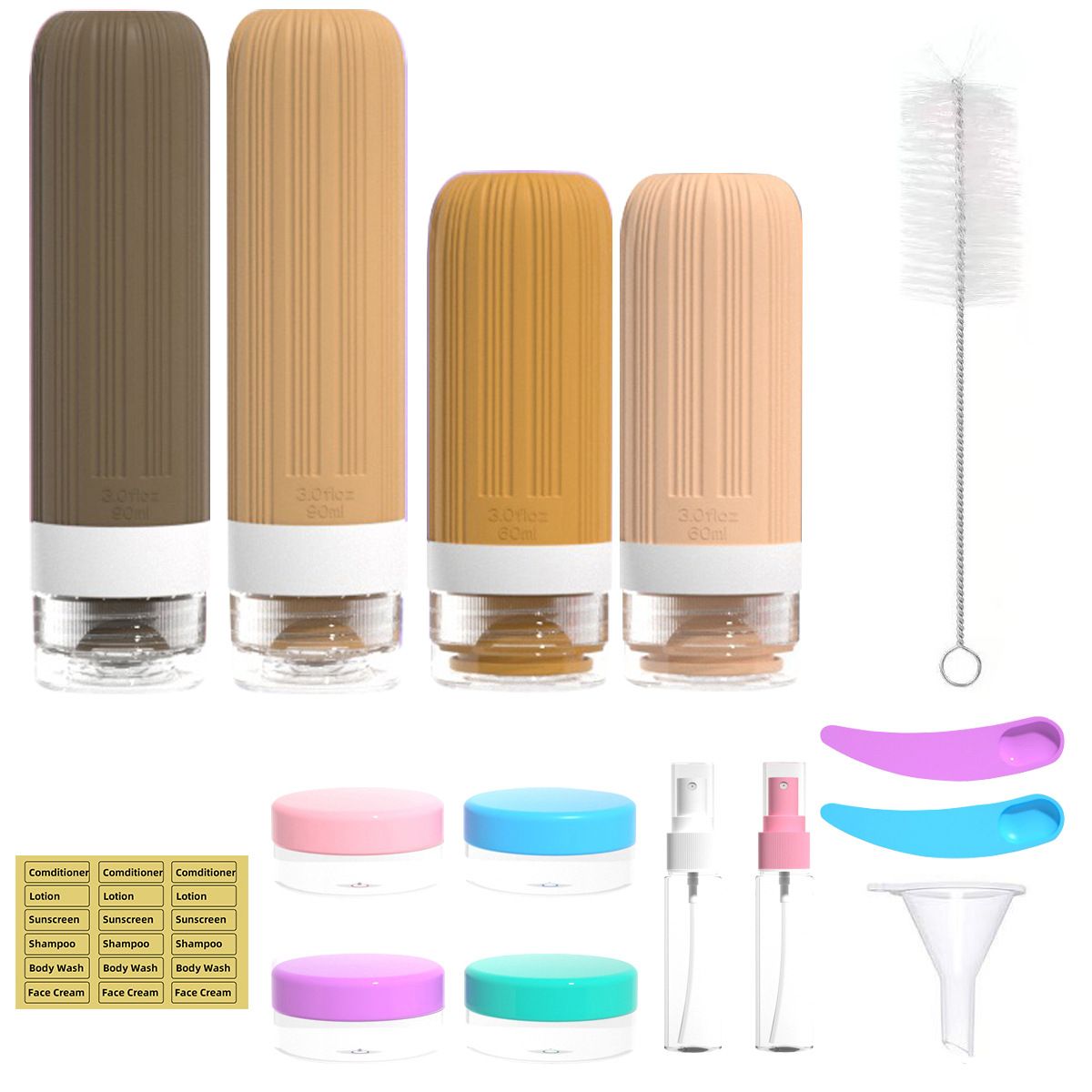 Silicone Travel Toiletry Bottles Set Leakproof Squeeze Containers with Case(04) - Image 1