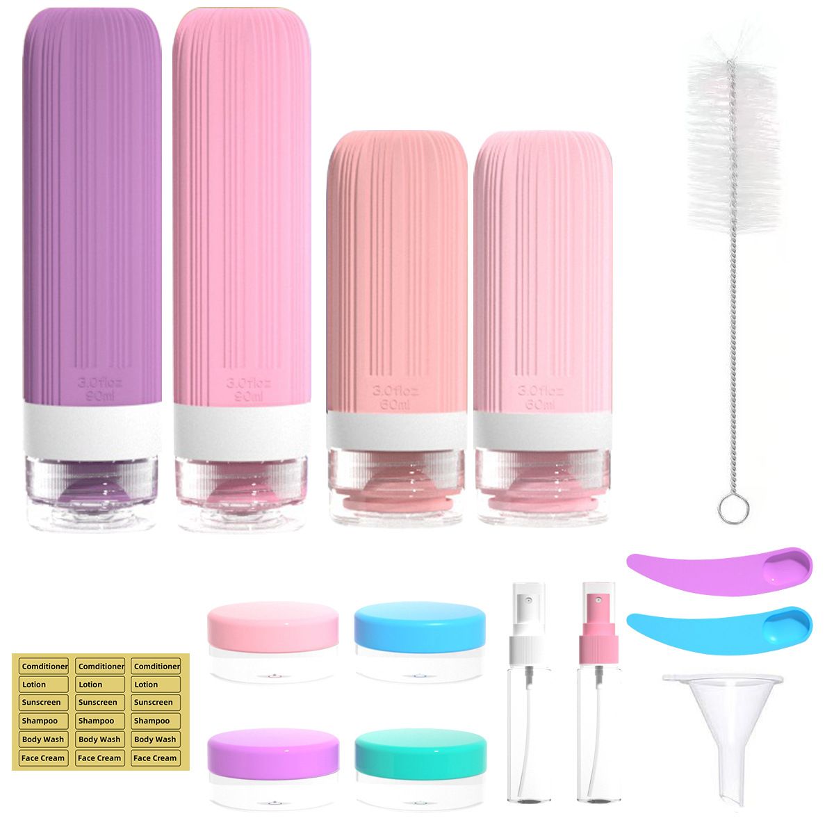 Silicone Travel Toiletry Bottles Set Leakproof Squeeze Containers with Case(05) - Image 1