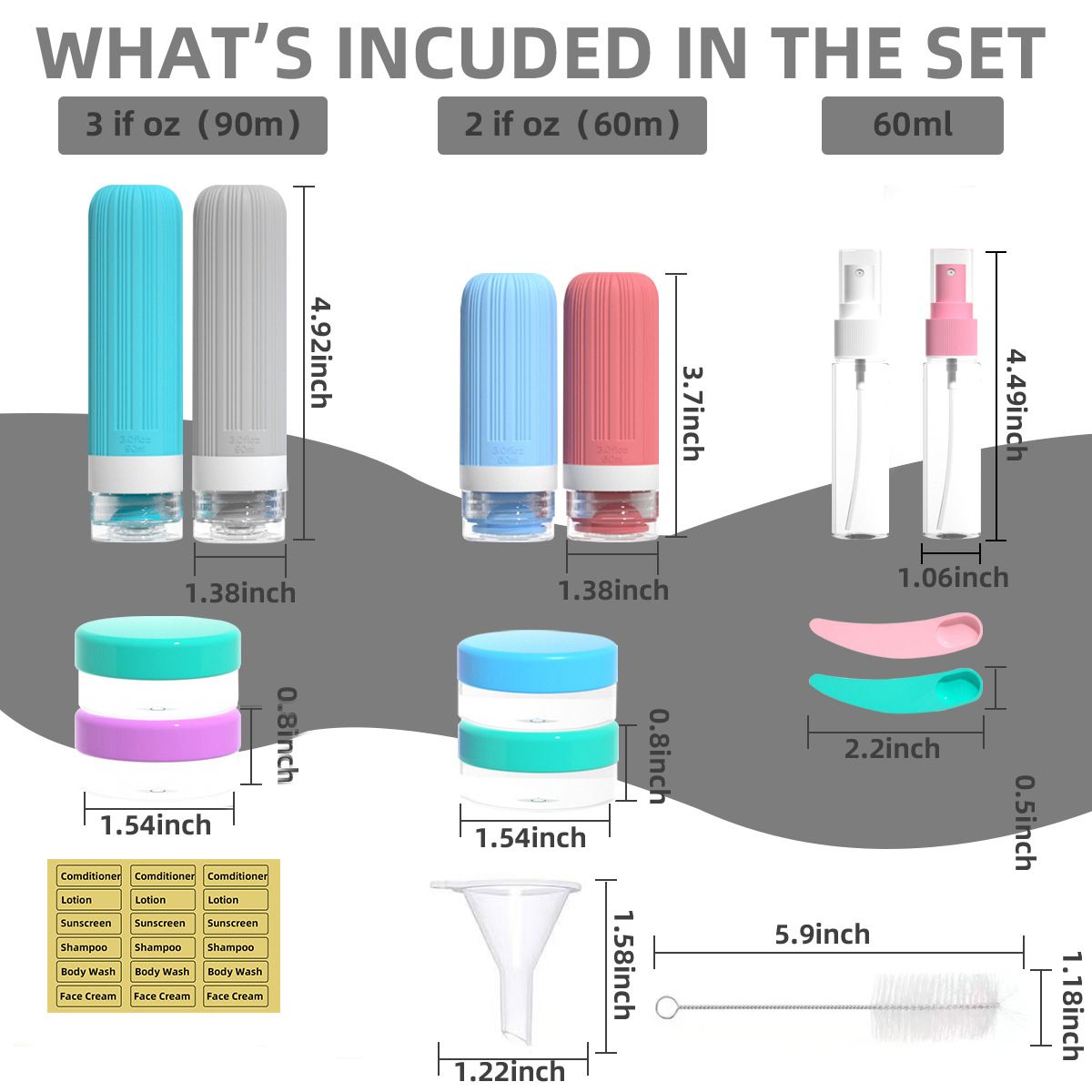 Silicone Travel Toiletry Bottles Set Leakproof Squeeze Containers with Case(07) - Image 4