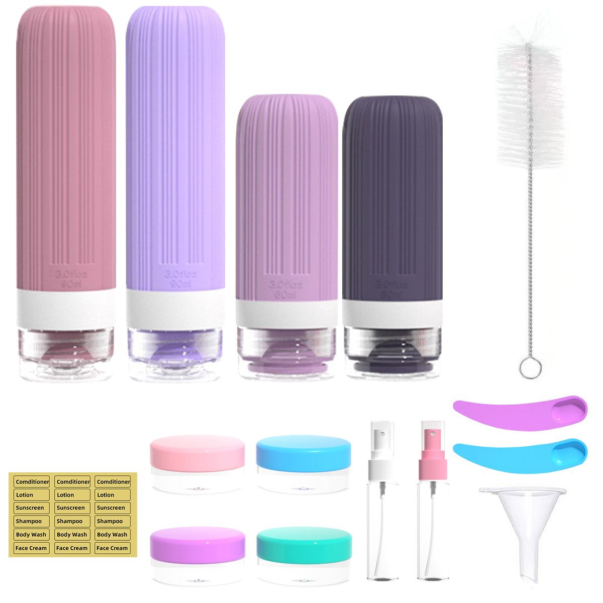 Silicone Travel Toiletry Bottles Set Leakproof Squeeze Containers with Case(08) - Image 1