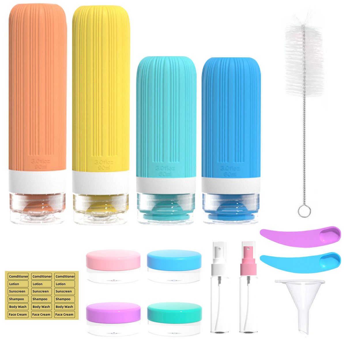 Silicone Travel Toiletry Bottles Set Leakproof Squeeze Containers with Case(09) - Image 1