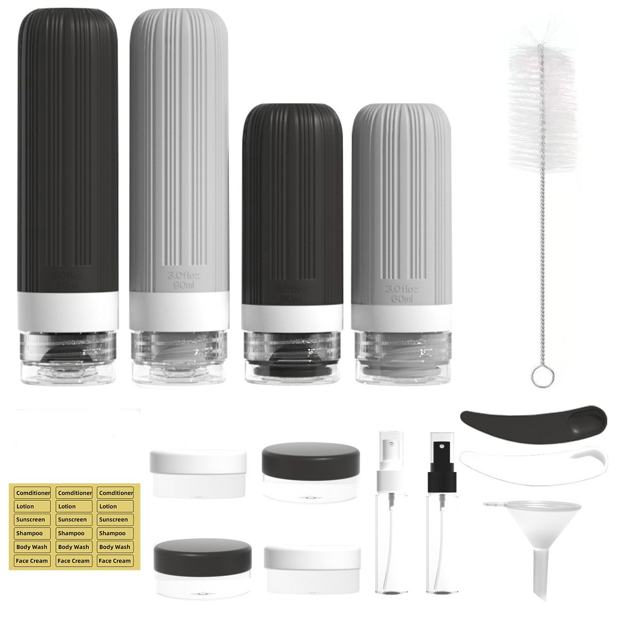 Silicone Travel Toiletry Bottles Set Leakproof Squeeze Containers with Case(10) - Image 1