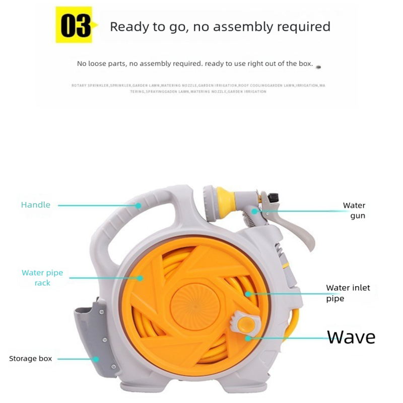 Blue Portable Hose Reel Cart with 14m Hose 7-Pattern Spray Gun Garden Watering System - Image 4