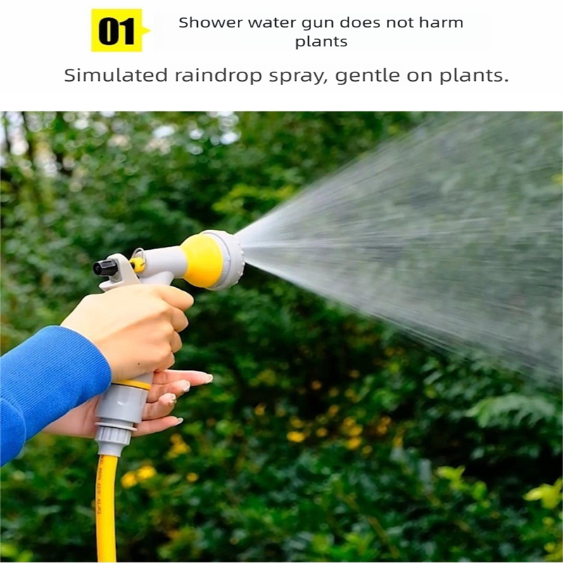 Yellow Portable Hose Reel Cart with 14m Hose 7-Pattern Spray Gun Garden Watering System - Image 2