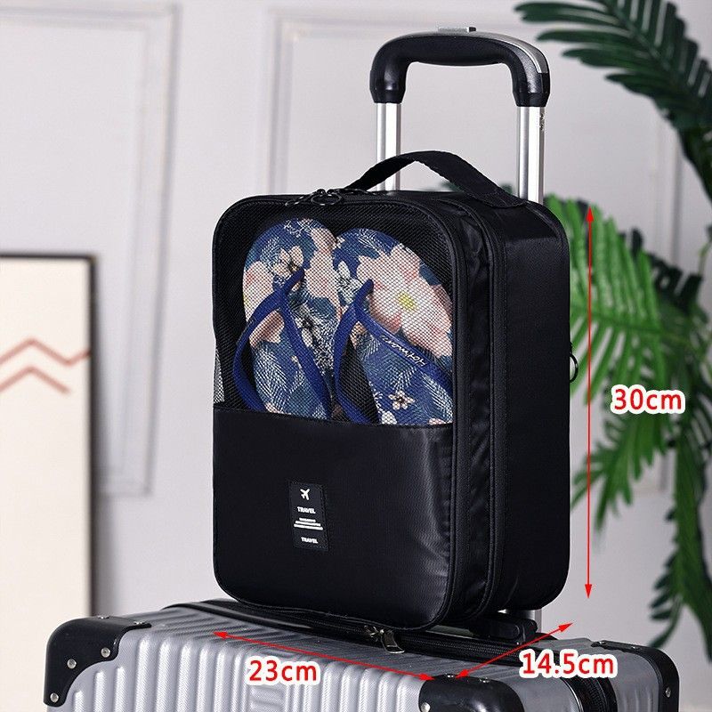 Black Travel Shoe Bag Portable Luggage Organizer Waterproof Dustproof Shoe Pouch - Image 1