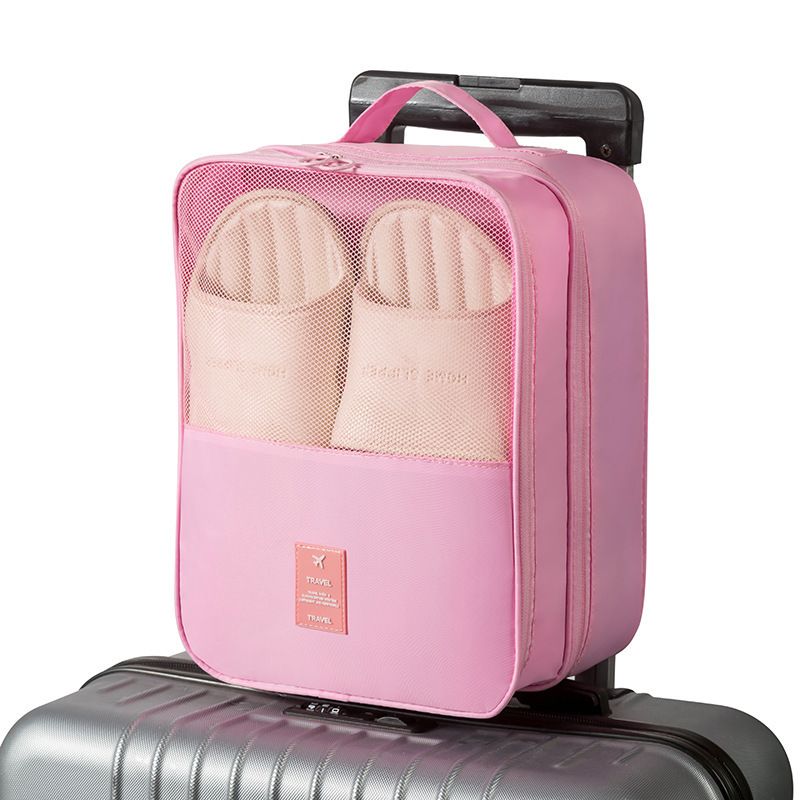 Pink Travel Shoe Bag Portable Luggage Organizer Waterproof Dustproof Shoe Pouch - Image 1