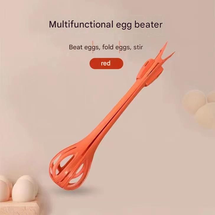 Red  2-Piece 3-in-1 Multi-Functional Egg Whisk & Food Tongs Set - Image 1