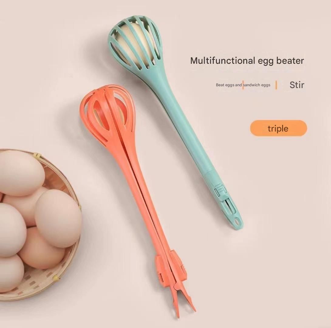 Red  2-Piece 3-in-1 Multi-Functional Egg Whisk & Food Tongs Set - Image 4