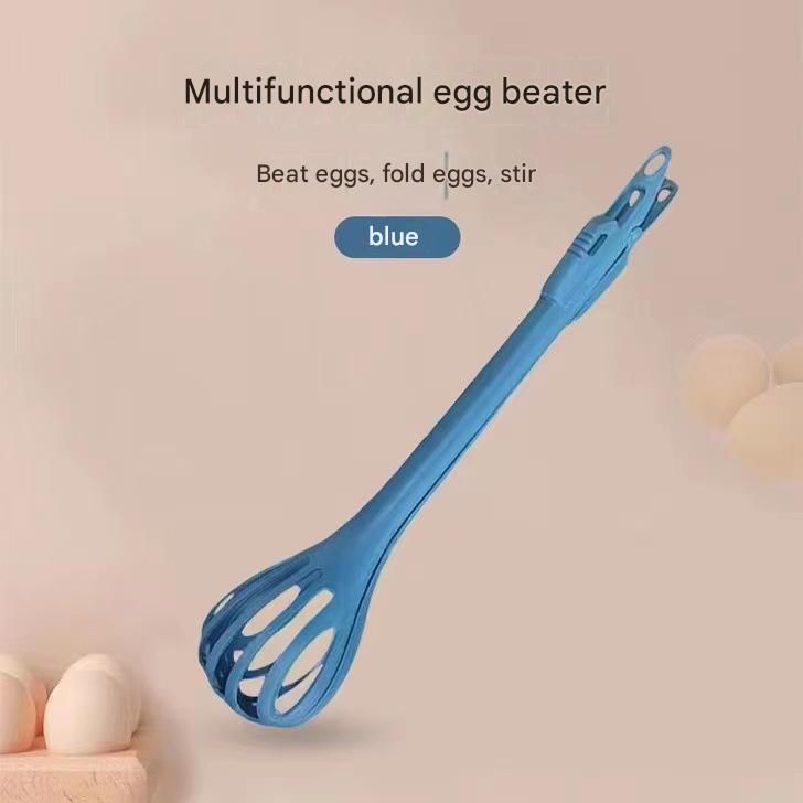 Blue  2-Piece 3-in-1 Multi-Functional Egg Whisk & Food Tongs Set - Image 1