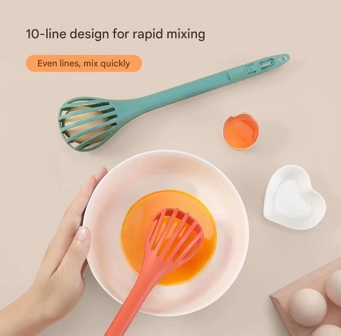 Blue  2-Piece 3-in-1 Multi-Functional Egg Whisk & Food Tongs Set - Image 3