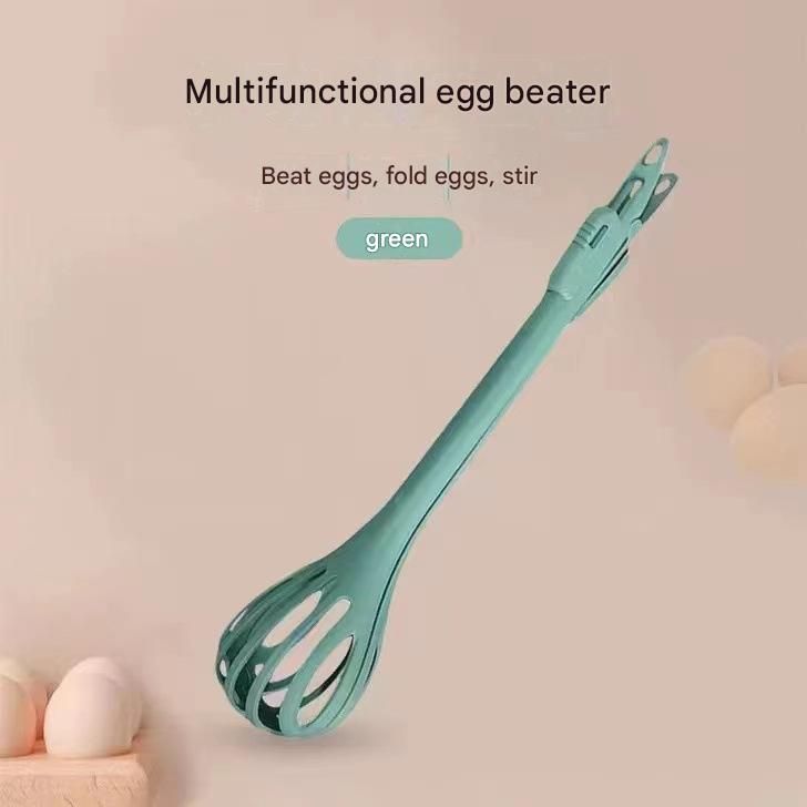 Green  2-Piece 3-in-1 Multi-Functional Egg Whisk & Food Tongs Set - Image 1