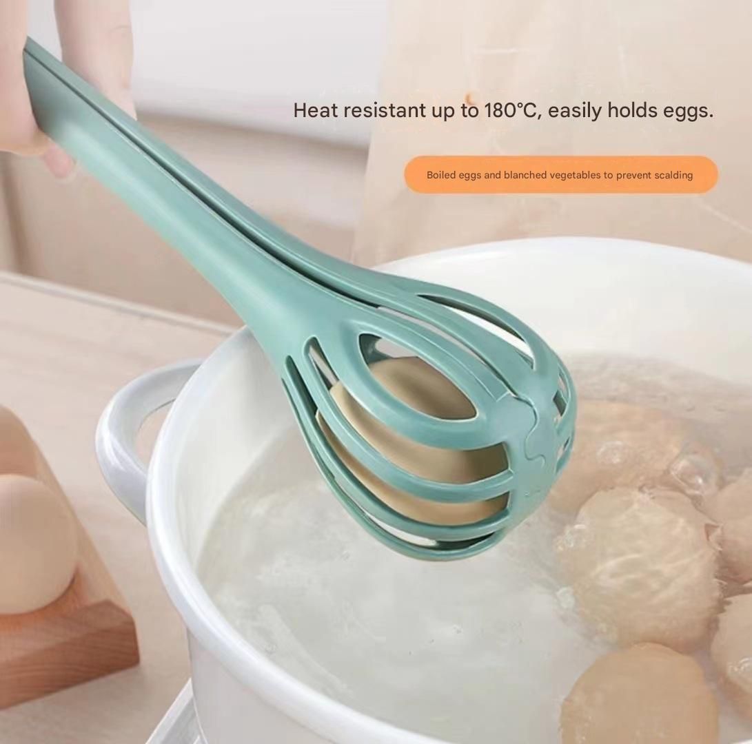 Green  2-Piece 3-in-1 Multi-Functional Egg Whisk & Food Tongs Set - Image 2