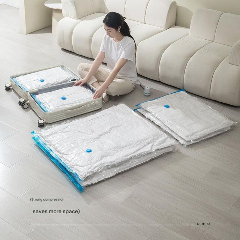 Vacuum Compression Storage Bags 6 Piece Set with Hand Pump for Clothes Bedding Travel - Image 2