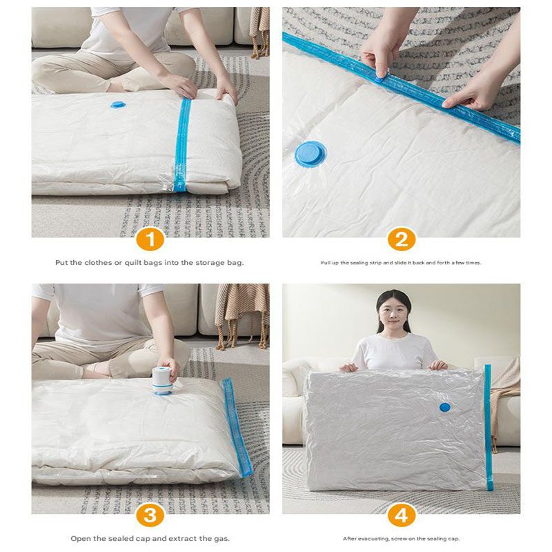 Vacuum Compression Storage Bags 6 Piece Set with Hand Pump for Clothes Bedding Travel - Image 8