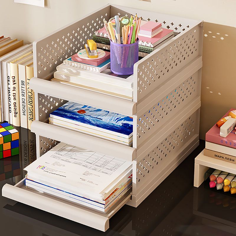 White Wardrobe Storage Organizers 2 Piece Set High & Low Pull-Out Drawer Style for Clothes - Image 4