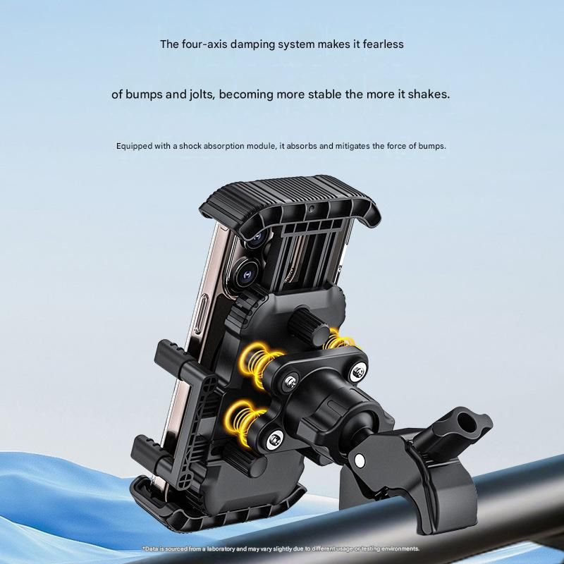 Black Motorcycle Phone Holder 4-Axis Shockproof Anti-Shake Mount for Navigation - Image 3