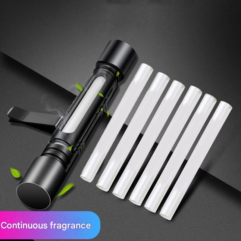 Black Mini Car Air Vent Perfume Freshener with 6 Scent Refills Aluminum Alloy Aromatherapy - Image 1