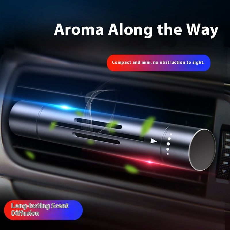 Black Mini Car Air Vent Perfume Freshener with 6 Scent Refills Aluminum Alloy Aromatherapy - Image 2