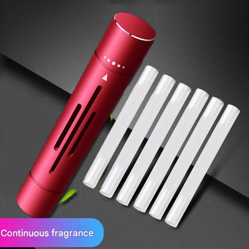 Red Mini Car Air Vent Perfume Freshener with 6 Scent Refills Aluminum Alloy Aromatherapy - Image 1