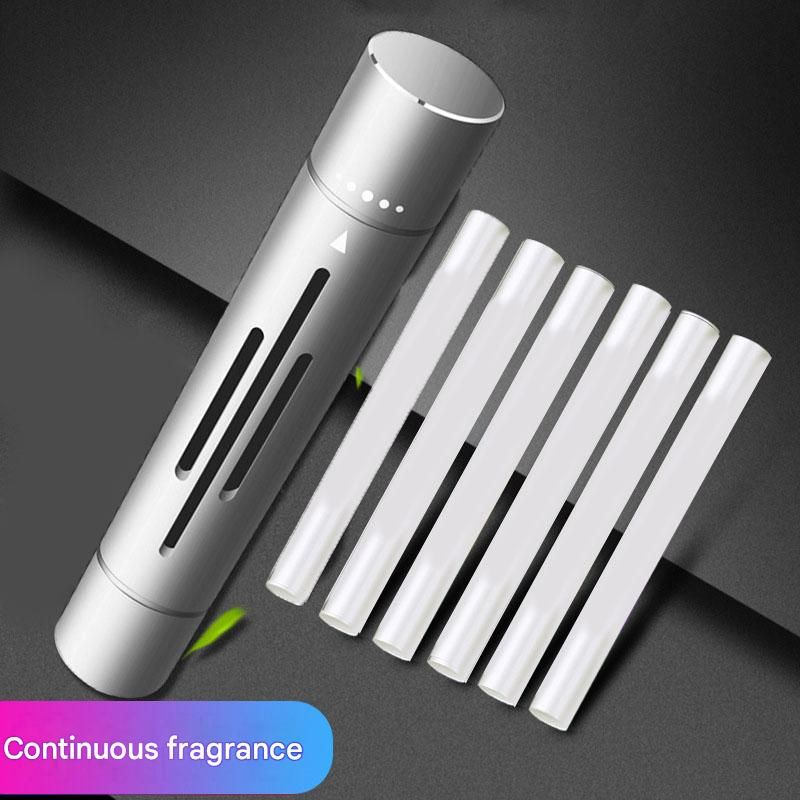 Silver Mini Car Air Vent Perfume Freshener with 6 Scent Refills Aluminum Alloy Aromatherapy - Image 1
