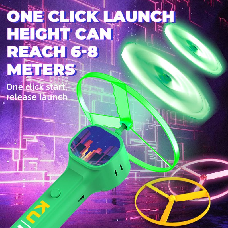 Red LED Light Up Flying Disc Cat Toy Interactive UFO Launcher with Replacement Discs - Image 3
