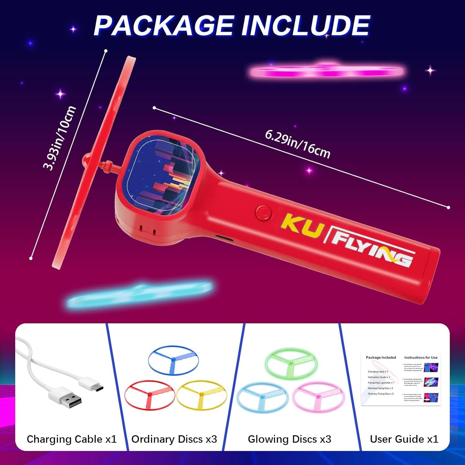 Red LED Light Up Flying Disc Cat Toy Interactive UFO Launcher with Replacement Discs - Image 7