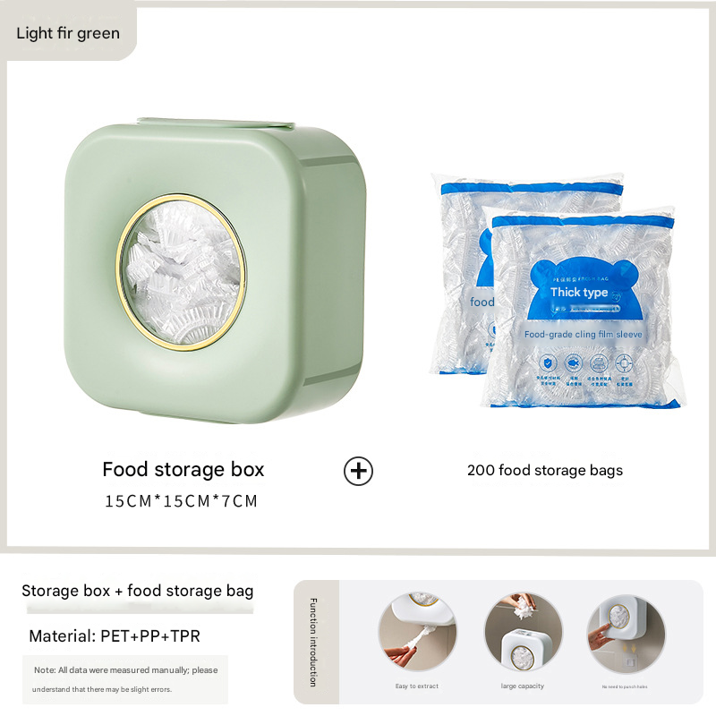 Light green Wall Mounted Plastic Wrap Dispenser Storage Box with 200 Preservation Films - Image 1