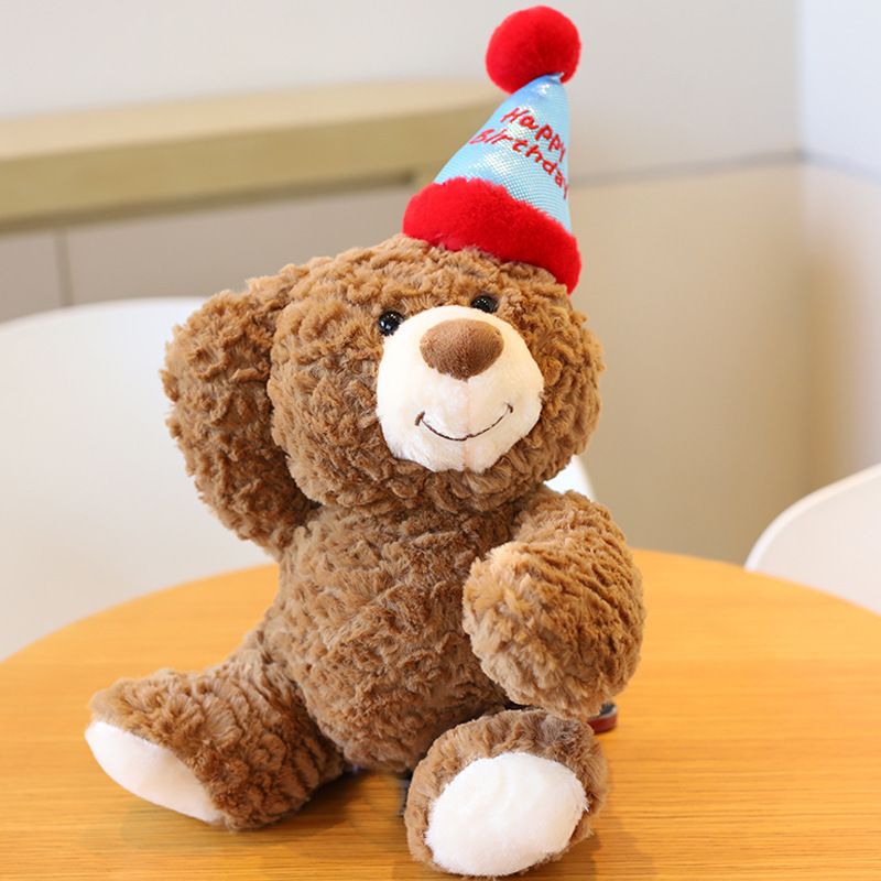 30cm Birthday Cake Teddy Bear Plush Toy - Soft Hugging Pillow with Party Hat(Birthday Hat Bear) - Image 1