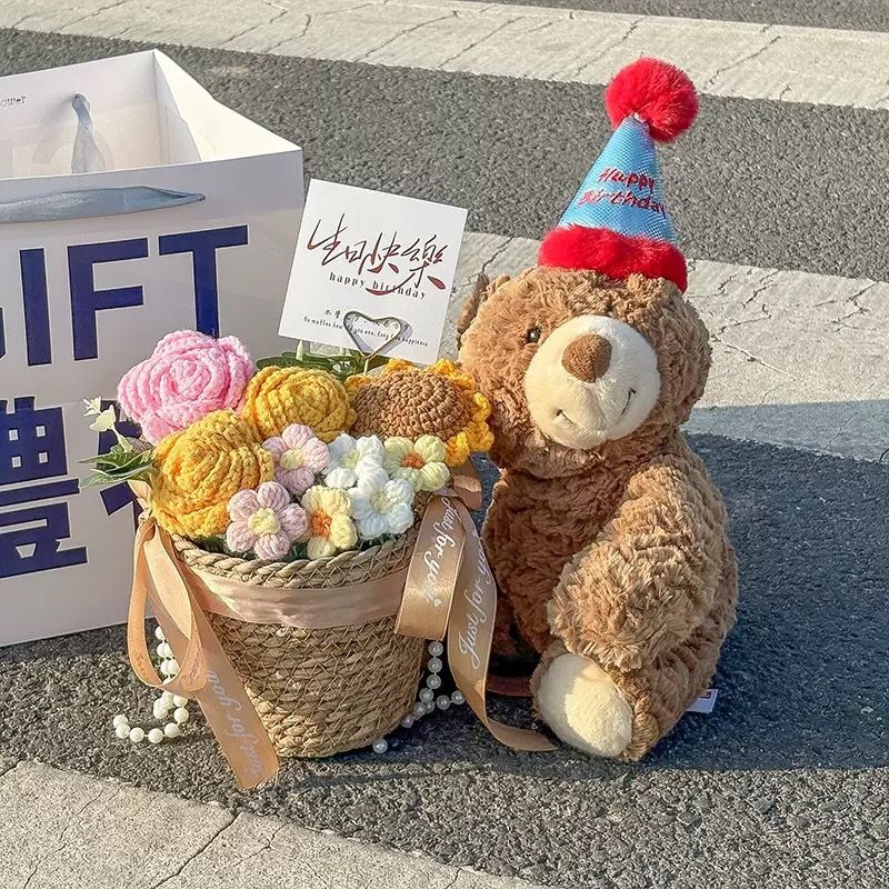30cm Birthday Cake Teddy Bear Plush Toy - Soft Hugging Pillow with Party Hat(Birthday Hat Bear) - Image 5