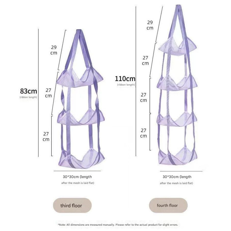 Black 3-Layer + 4-Layer Hanging Mesh Storage Bag Set for Balls Toys and Sports Gear - Image 4